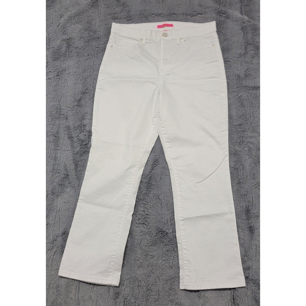 Lilly Pulitzer Jeans Womens 10 White Annet High Rise Crop Flare Stretch Denim